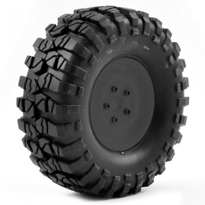 FTX Outback Pre-mounted Steel Lug/tyre (2) - Black